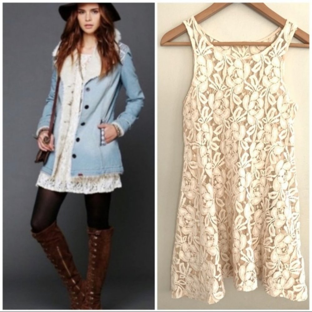 Free People Miles of lsce Cream Floral Dress Shell